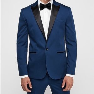 Slim Marine Cotton-Blend Satin Stretch Tuxedo